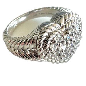 Judith Ripka Sterling Silver 925 Pave CZ Heart Ring - New in Box